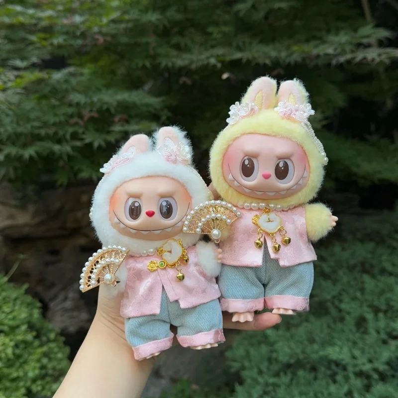 

For 15/17cm Labubu Clothes Pink Baby Clothing Set Suitable For V1v2v3 New Chinese Clothing Diy Accessories Trendy Gifts For Kids