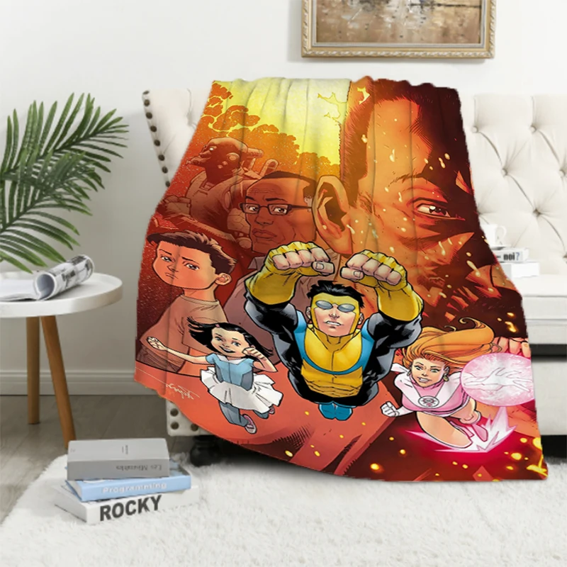 Anime Blanket I-Invincible Cartoon Fluffy Soft Blankets for Bed Sofa Blankets & Throws Furry Throw Double Decorative Custom Home