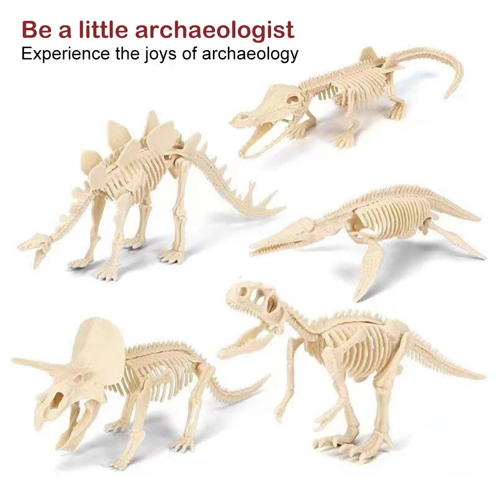 Kid's DIY Handmade Simulation Dinosaur Fossil Plastic Skeleton Model, Intelligence-promoting Science Experiment Kit