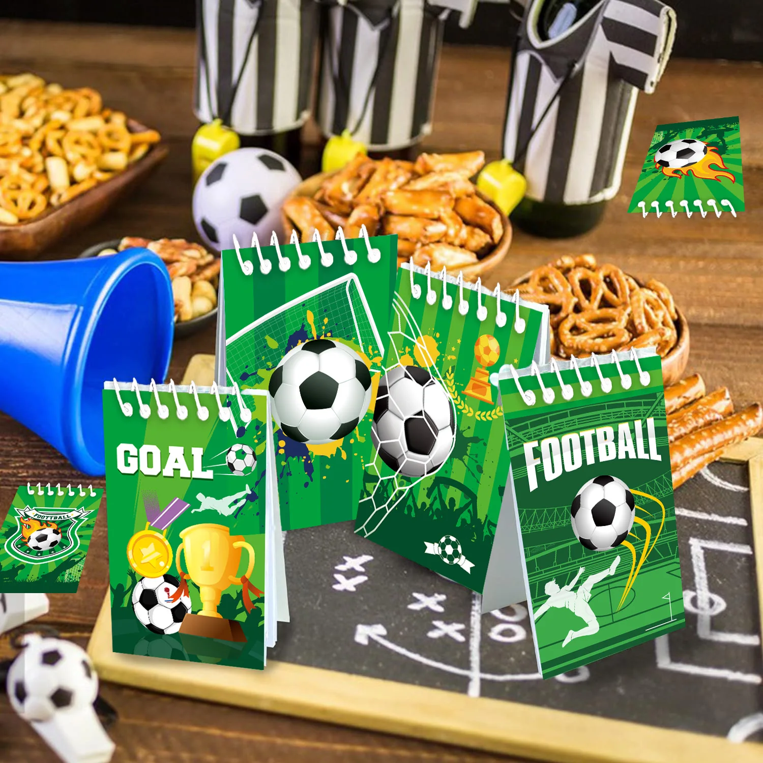 BANBALLON 12pcs Soccer Mini Notepads Soccer Themed Notebooks Soccer Party Favors Set with Spiral Notebooks in 6 Style for Teache