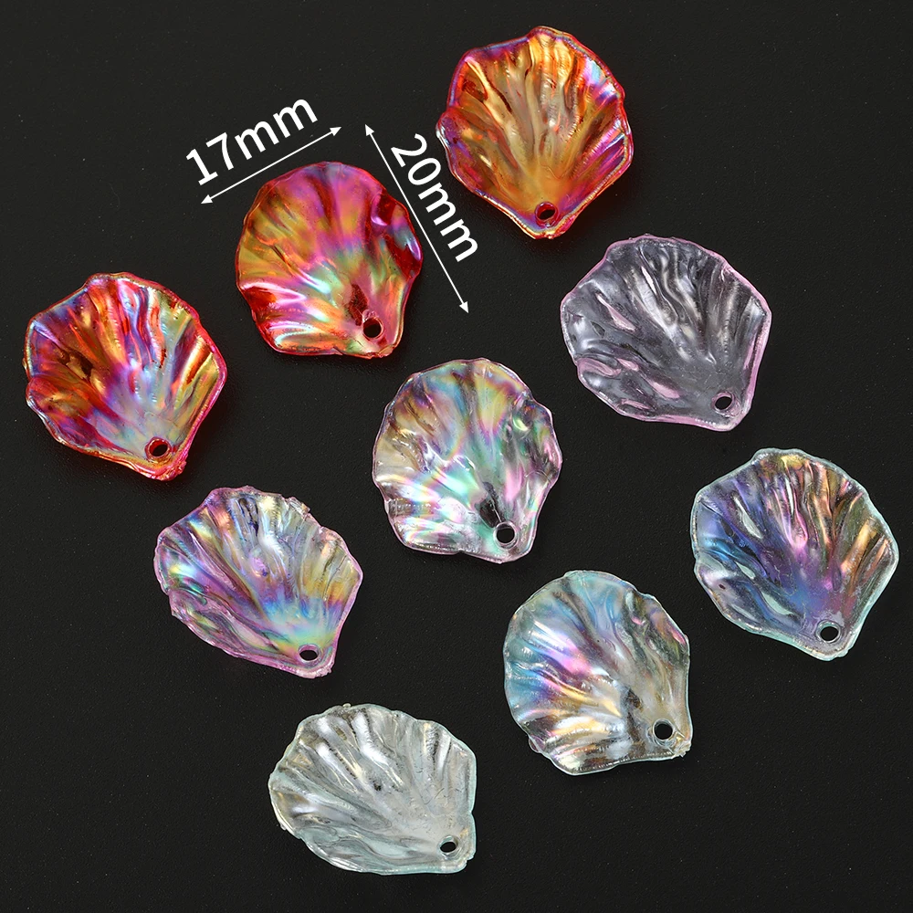 100pcs 17x20mm Acrylic Shell Petal Peony Piece Flower Charms Pendants DIY Earrings Bracelet Necklace Jewelry Making Wholesale