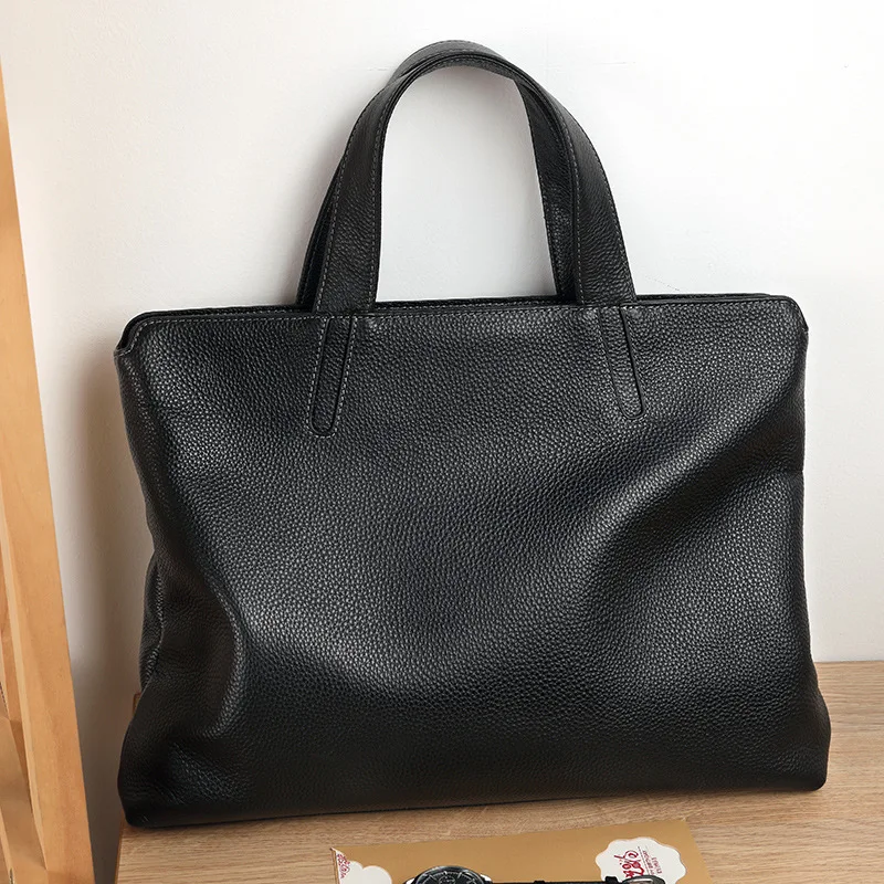 Genuine Messenger Leather Man Men Bags Horizontal Handbag Top Layer Cowhide Business Laptop Bag Large Capacity Men's Briefcase