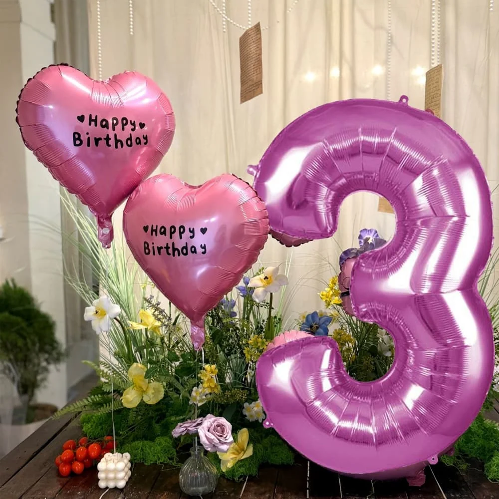 

Rose red Number Foil Balloon 32 Inch 0-9 Inflating Mylar Balloons for Birthday Party Anniversary Festival Decor Suppliesu