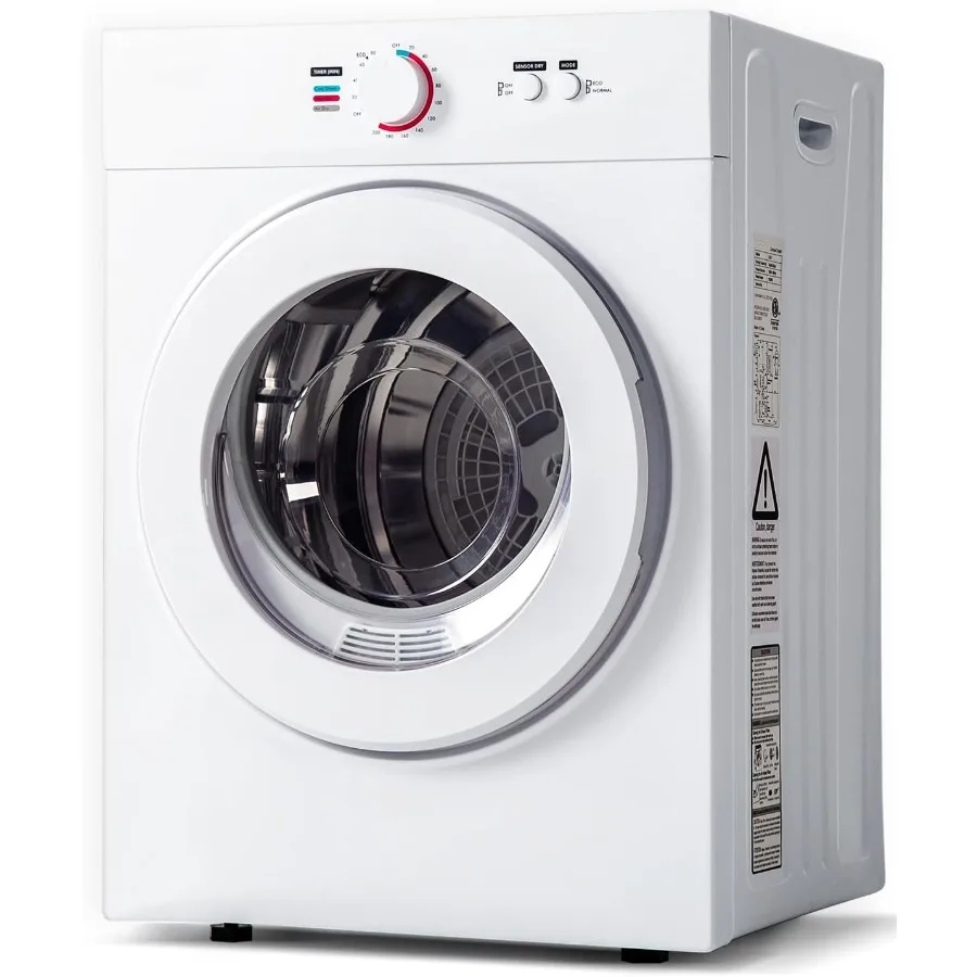 Secador compacto de 1,8 pies cúbicos Secador de ropa portátil de 1020 W con bañera de acero inoxidable Carga frontal Cuatro funciones Ideal para pequeños