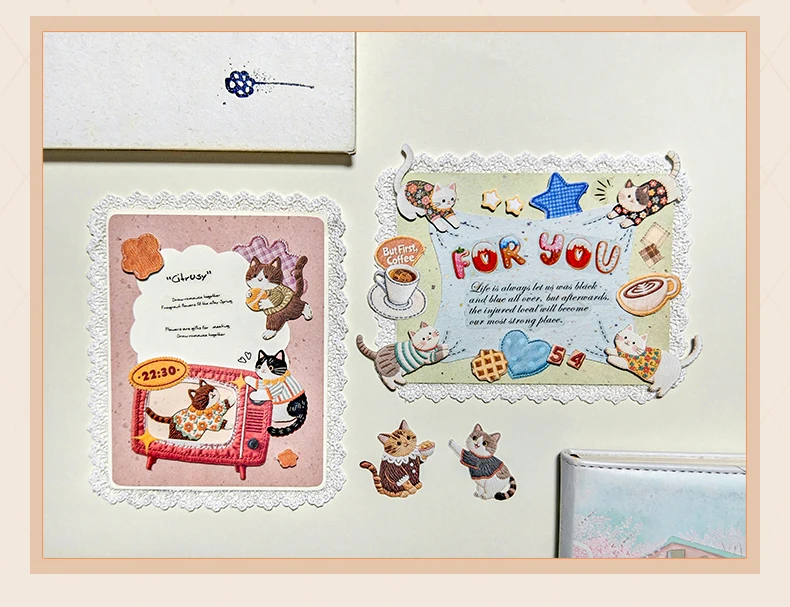 Niedliche Cartoon-Tier-Aufkleber Katze Hund Kawaii Junk Journal Scrapbooking Hobby Bastelbedarf Schneideform Aufkleber Schreibwaren – Detail 15