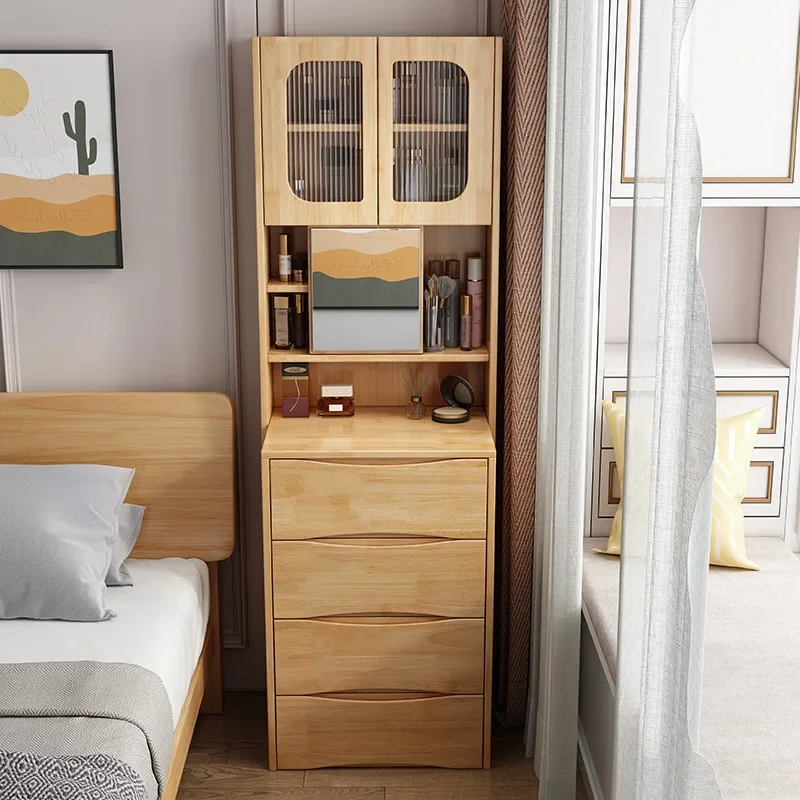 Nordic simple solid wood dresser storage cabinet integrated bedside storage artifact space saving small apartment