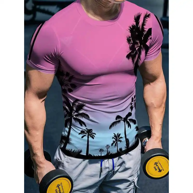 Men's fitness short sleevesTHigh-elastic slim-fit shirt with quick-drying breathable fabric for sweat-wicking during sports