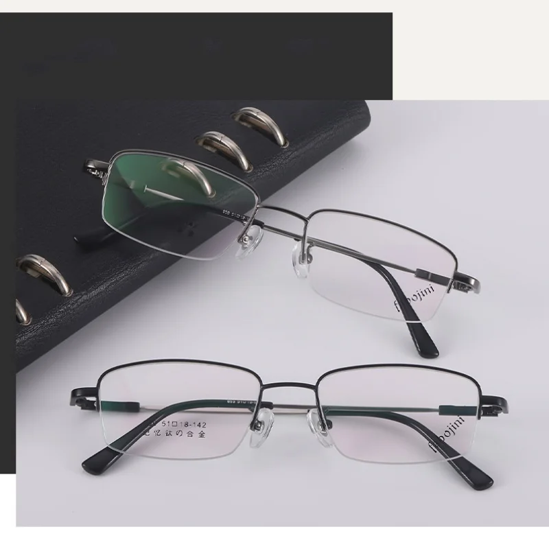 

TGCYEYO Fashion Men Glasses Frame Memory Alloy Eyeglasses Half Frame Vintage Clear Lens Glasses Optical Spectacle Frame Hot