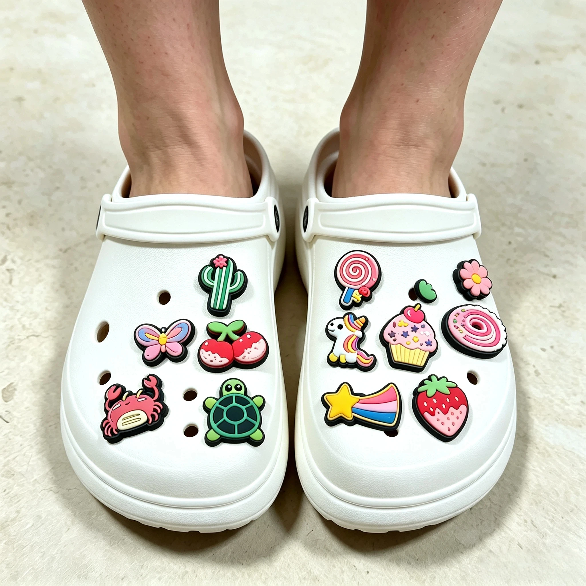 1-31PCS Cartoon Carrot Rainbow Crab Cactus Mushroom Candy PVC Shoe Charms Designer Decorations Sandal Accessories Women Gifts