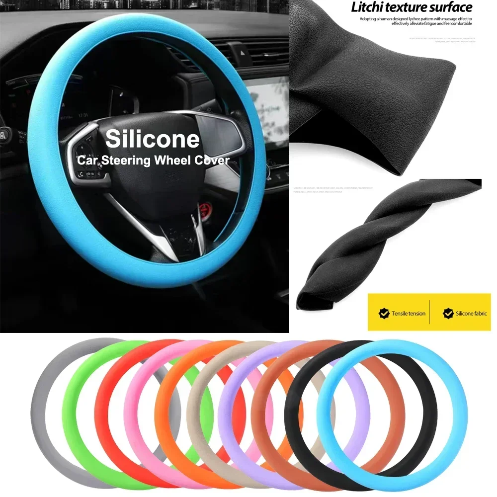 Anti-Slip Silicone Steering Wheel Cover - Universal Fit, Soft & Odorless Fits 14''/15''/16'' Wheels, Durable & All-Season image 2