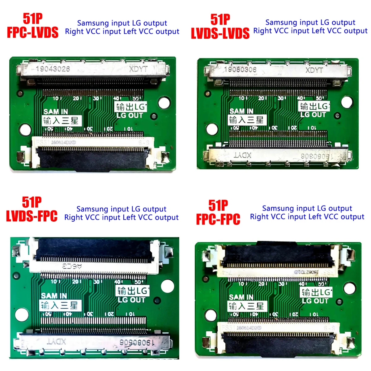 21PCS/ FHD LVDS 2K 51pin/30pin SAM Turn LG Cable Connector Cable Adapter Board Left and Right Replacement For LED TV Repair