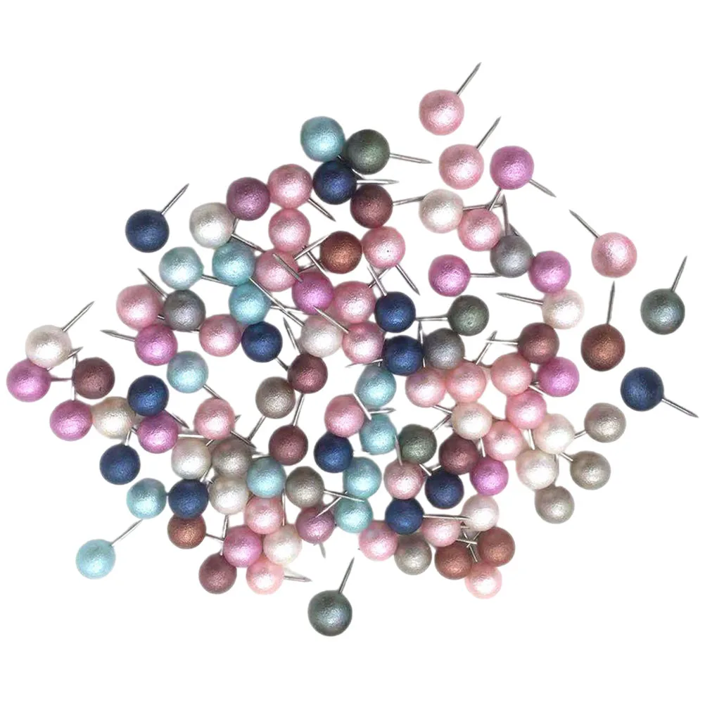 

100 Pcs Pearl Ball Pushpins Straight Round Bead Pins for Crafts Bulletin Board Decor Multicolor Map Pins Office Supplies