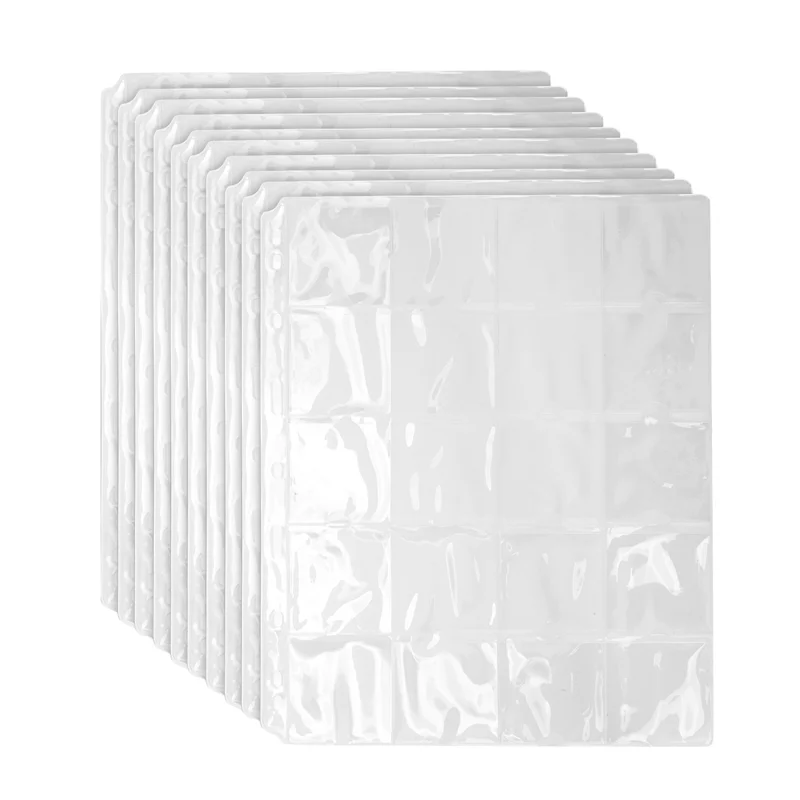 QWE-20 PCS 20 tasche Portamonete classici Cartella pagine per album di archiviazione Borsa trasparente per organizer