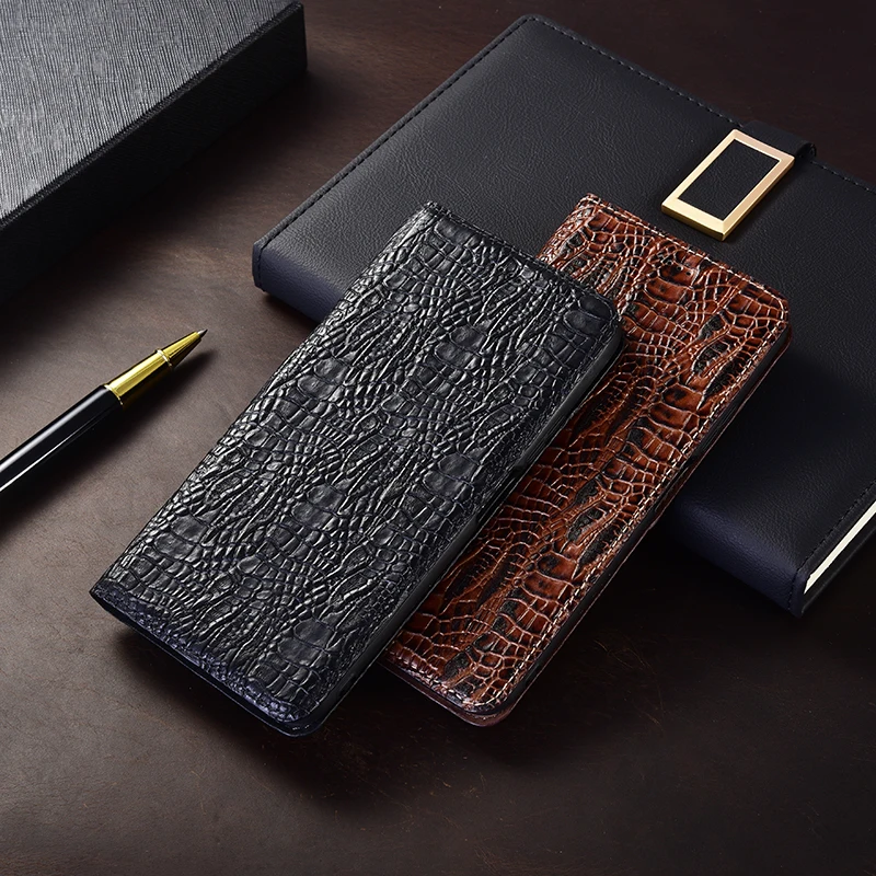 

Crocodile Claw Pattern Flip Cover For ZTE Blade A51 A52 A54 A71 A72 A72S A73 A75 Lite Genuine Leather Phone Case