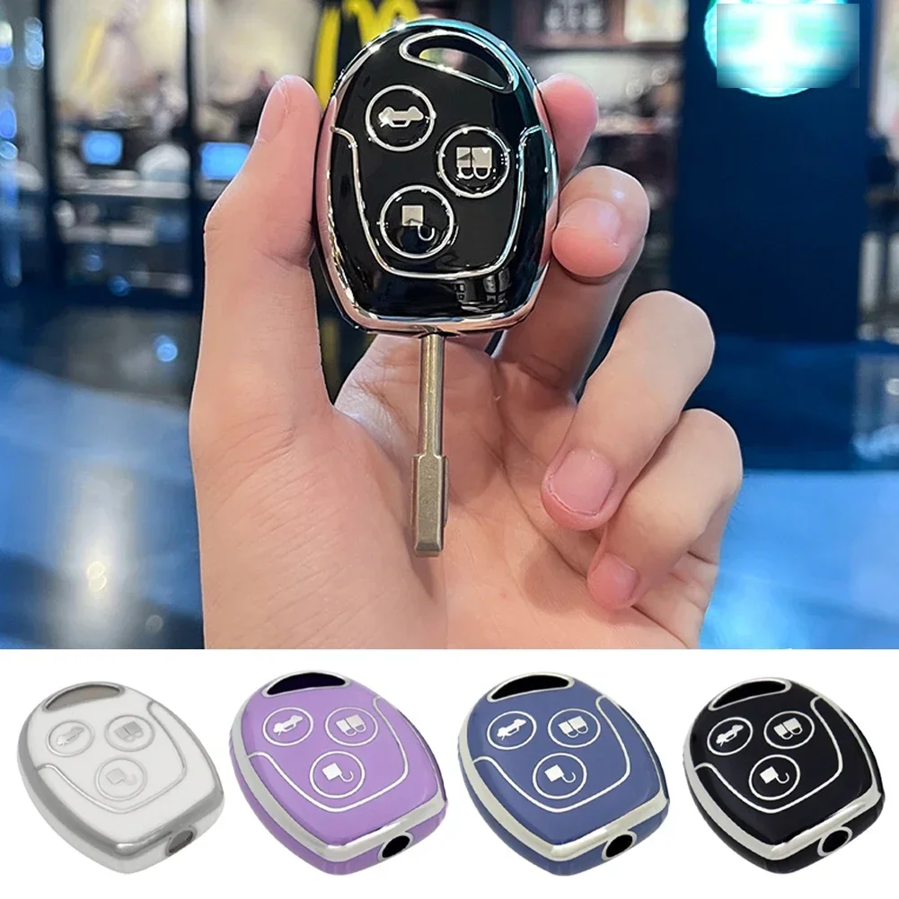 for Ford MONDEO FIESTA FOCUS C-MAX S-MAX TRANSIT KA GALAXY 3 Buttons Remote Holder Case Fob TPU Car Key Cover