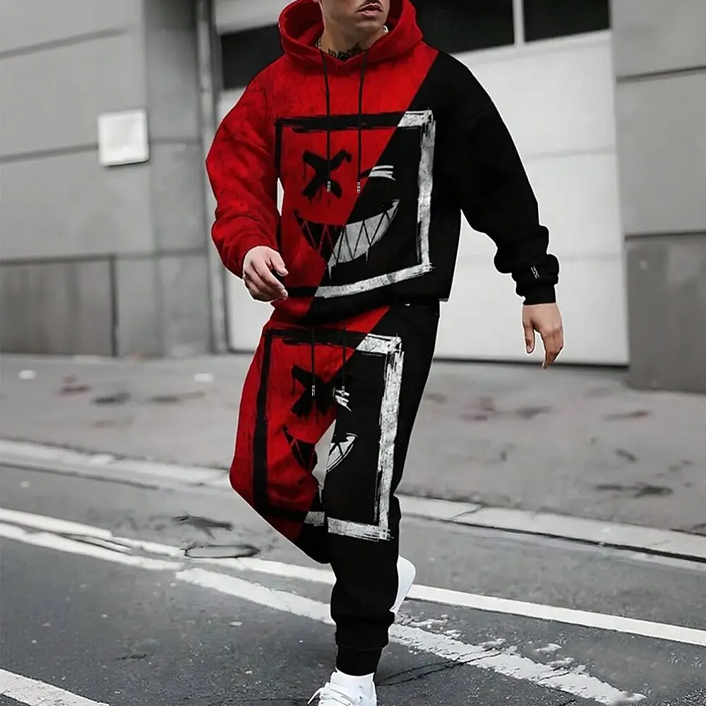 Moletons e calças de moletom masculinas 2 peças roupa outono inverno casual hoodies define hip hop rua fatos de treino moda roupas masculinas