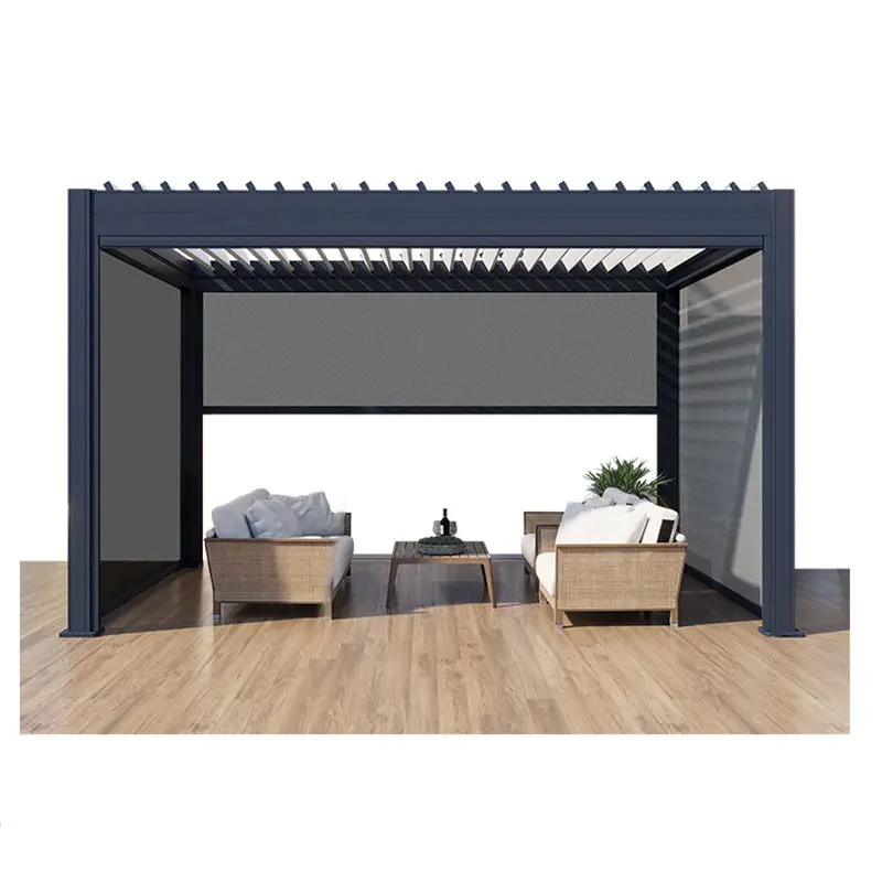 3x4x2.5m Luxury Outdoor Louver Sun Awnings Patio Terrace Canopy Waterproof Electric Gazebo Bioclimatic Louvered Aluminum Pergola