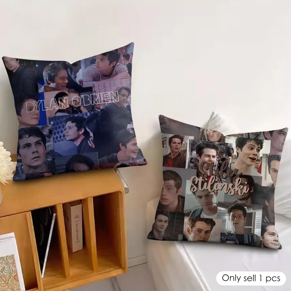 D-Dylan O Brien Cushion Cover Silky Short Plush Invisible Zipper Dustproof Sofa Pillow Case For Home Decor