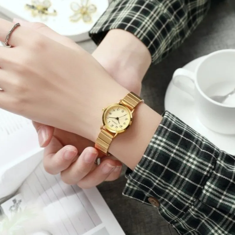 

Модные женские кварцевые часы с круглым циферблатом и календарем, регулируемый ремешок из нержавеющей стали, наручные часы, золотые Relogio Feminino, дропшиппинг