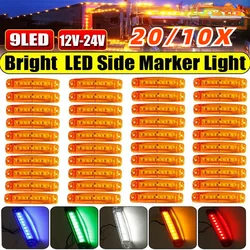 20/10PCS 10CM 9 LED 12V-24V LED Clearence Light Front Rear Side Marker Indicators Light for Truck Car Bus Trailer Van