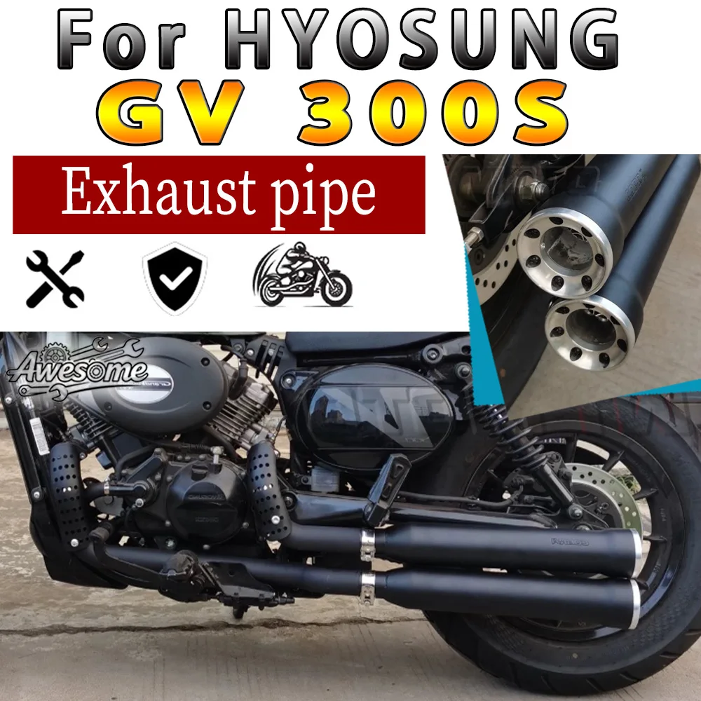 Fit For HYOSUNG GV300S Modified Black Straight Dual Exhaust Pipe Fit For GV300 S S 300GV