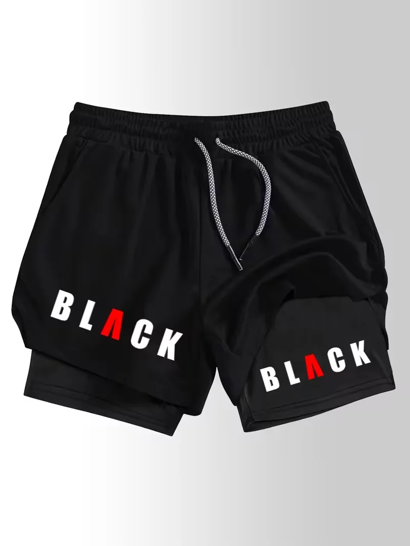 Men's fashionable sports shorts quick drying 2-in-1 multifunctional fitness pants suitable for casual fashion outdoor gym summer
