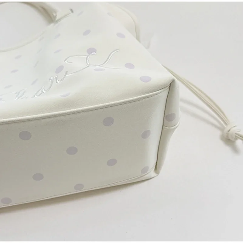 Koreanische große Canvas-Tragetasche mit Polka-Dot-Sternmuster, süße, edgy Schultertasche im Ballett-Schleifen-Stil, vielseitige Damen-Handtasche für den Arbeitsweg – Detail 3