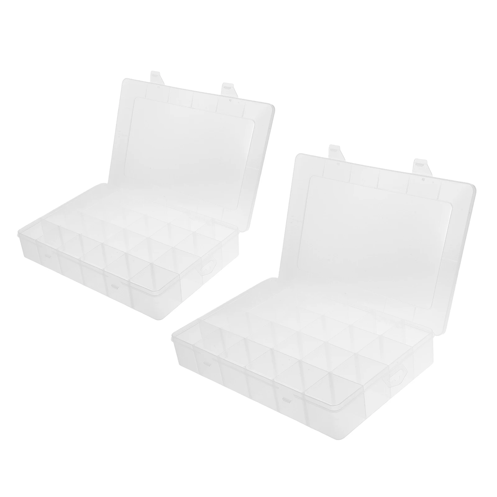 

2Pcs Grid Transparent Storage Box 24 Detachable Compartments Plastic Organizer Craft Container Display Home Office School Use