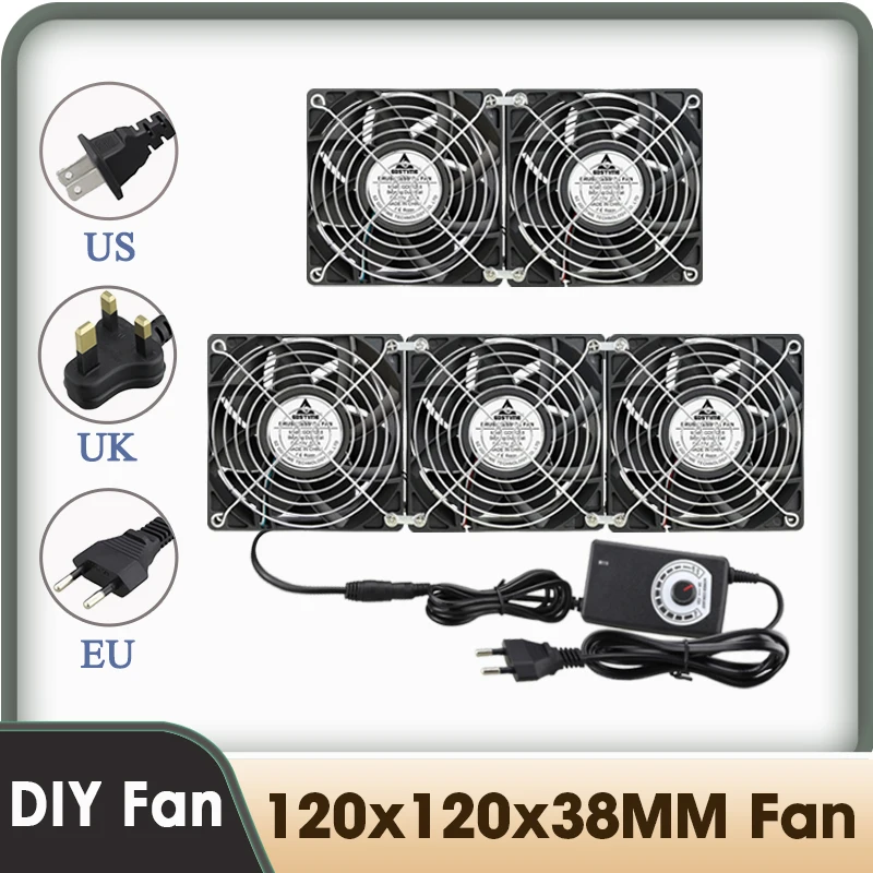 

Gdstime DC 12V 12038 4500RPM High Airflow Server Fan with Controller 120mm Dual Ball Cooler 12CM Violent Fan for Cabinet Cooling