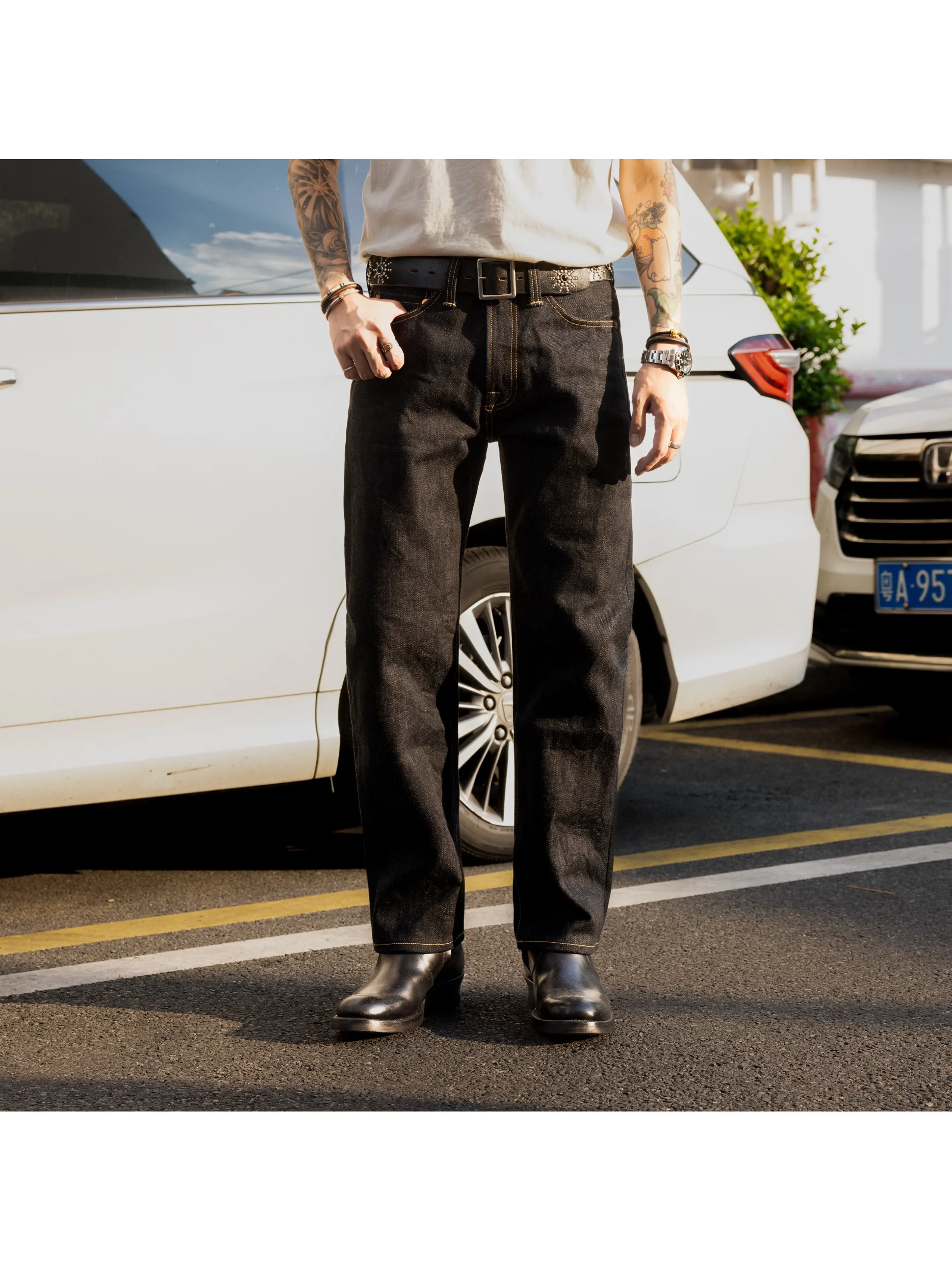 Red Tornado 25oz Heavyweight Selvage Denim 666 Fit Slim Straight Jeans Herren Raw Denim Hosen Herbst Vintage Hosen