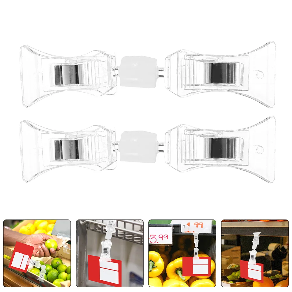

20Pcs Clear Rotatable Double Head Sign Clips Plastic Price Display Holders for Retail Shelf Promotion Merchandise Sign Holder
