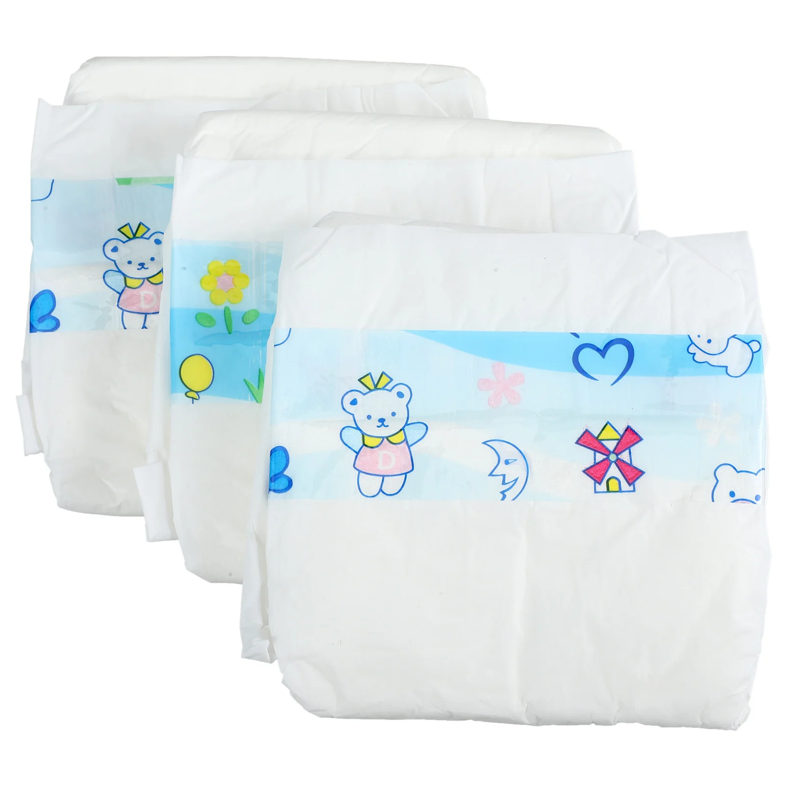 3 ชิ้น Dressing อุปกรณ์ตกแต่งตุ๊กตาผ้าอ้อมเด็กสําหรับพลาสติก Pretend Play Nappies