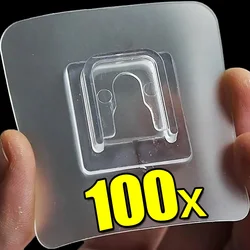100/2pcs Self Adhesive Double-Sided Hooks Transparent Traceless Wall Hook for Kitchen Bedroom Plug Socket Storage Holder Hangers