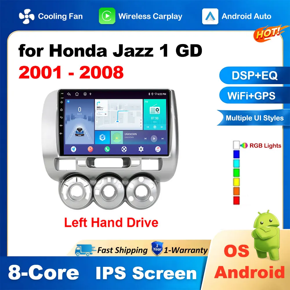 

Light Hand Drive for Honda Jazz 1 GD 2001 2002 2003 2004 - 2008 Wireless Carplay Accessories DSP Stereo 2.5D Touch Screen WIFI