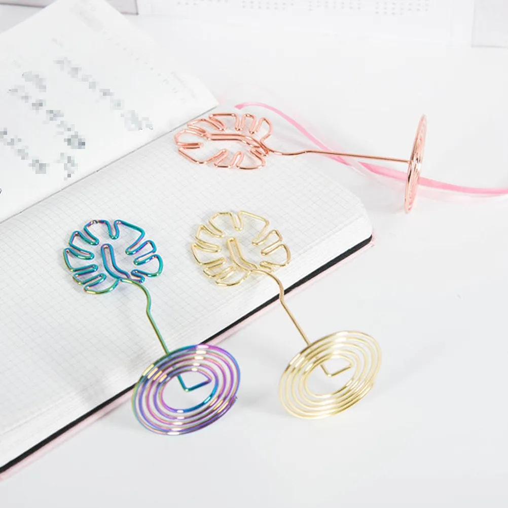 4Pcs Elegant Tower Base Metal Monstera Place Card Holder Desk Accessory Reusable Paper Clip for Wedding Supplies Table Decor