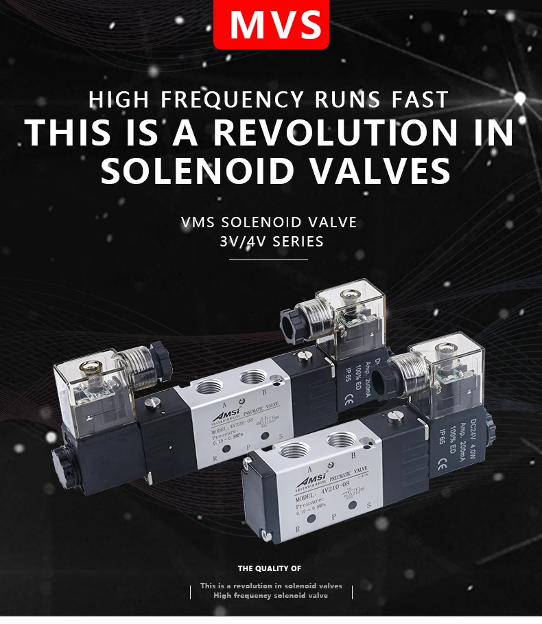 Pneumatic Valve Solenoids 3 Way Magnetic Valve Electromagnetic Solenoid Valve 4V210-08 DC24V