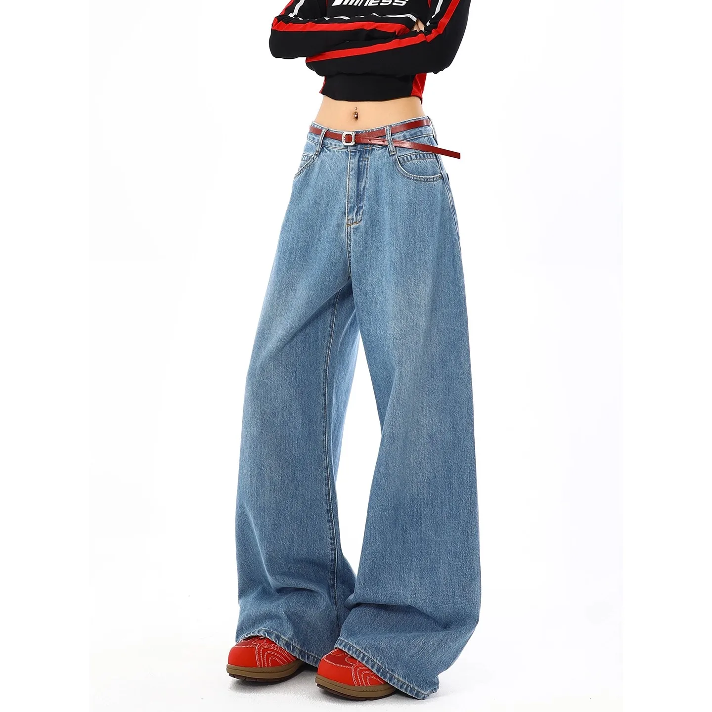 

Мешковатые джинсы для женщин, модные повседневные прямые джинсы-бойфренды с высокой посадкой, джинсовые брюки с карманами, уличная одежда