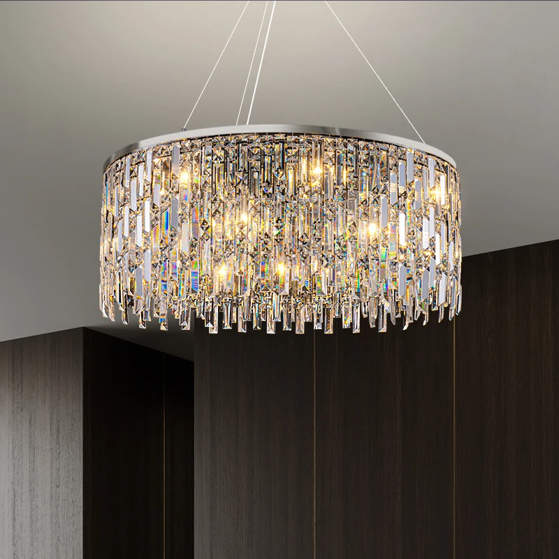 Post Modern Bilayer Crystal Chandelier Lighting Lustre Suspension Luminaire Silvery Lampen For Living Room Dinning Room Bedroom