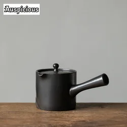 170ml Black Pottery Teapot Kiln Fambe Kettle Tea Maker Pot with Filter Puer Tea Ceremony Equipment Craft Side Handled Teapot