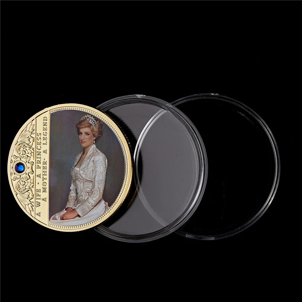 Collectible British Diana Princess Rose With Diamond Last Rose Professional Commemorative Token Coin