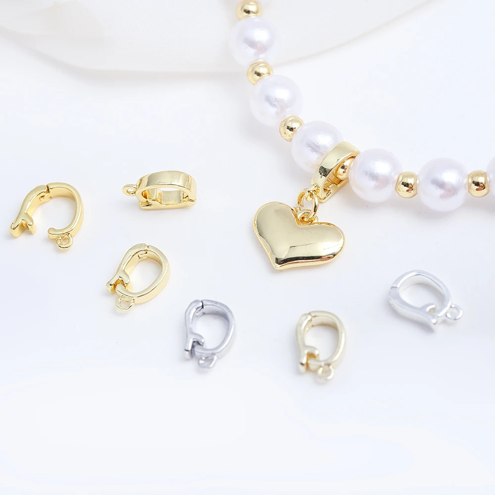 Hinged Pearl Enhancer Clasp Brass Gold Plated Pendant Bail Clasp Connector For Diy Bracelet Necklace Jewelry Making Accessories