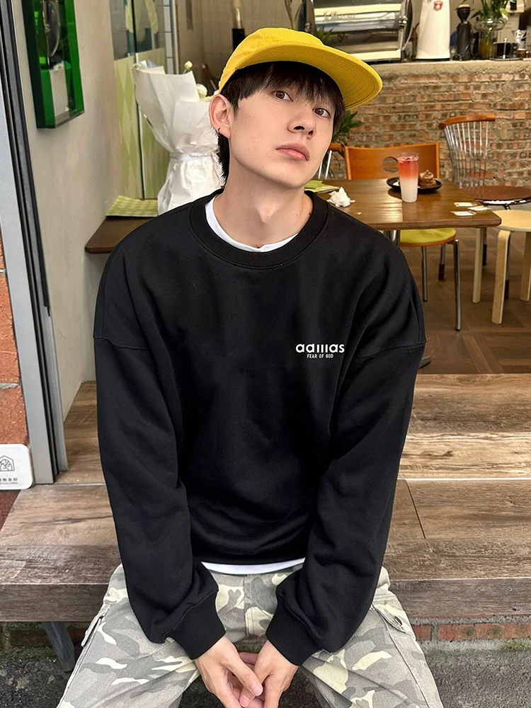 

Американский свитшот с круглым вырезом и флисовой подкладкой, очень плотный, для уличной моды, осенне-зимний, модный, повседневный, удобный