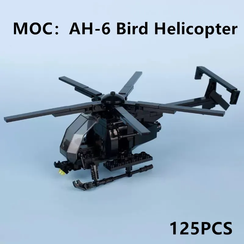 

US Military AH-6 Little Bird Helicopter MOC Building Blocks Set, Educational DIY Assembly Toy Desktop Ornament Gift for Boys