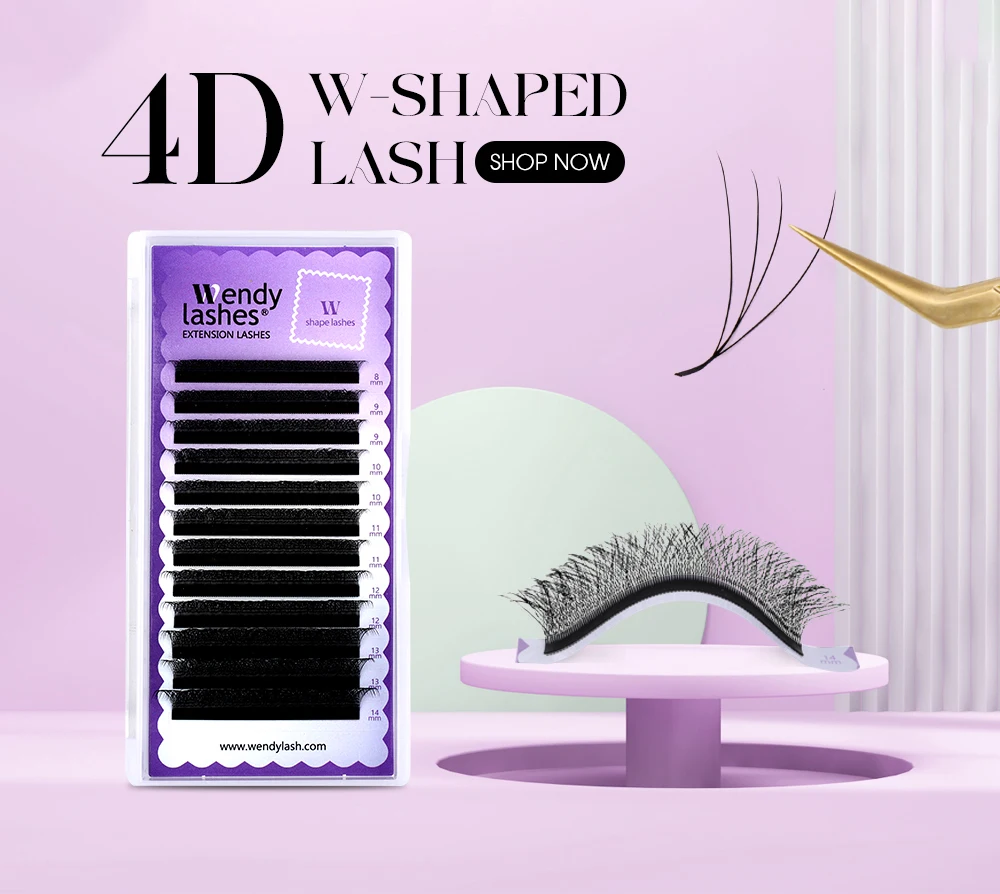 Wendy Lashes 4D W Lashes Black Premade Fans Eyelashes Extensions Natural Soft Individual Volume False Lashes Beauty Makeup Tools