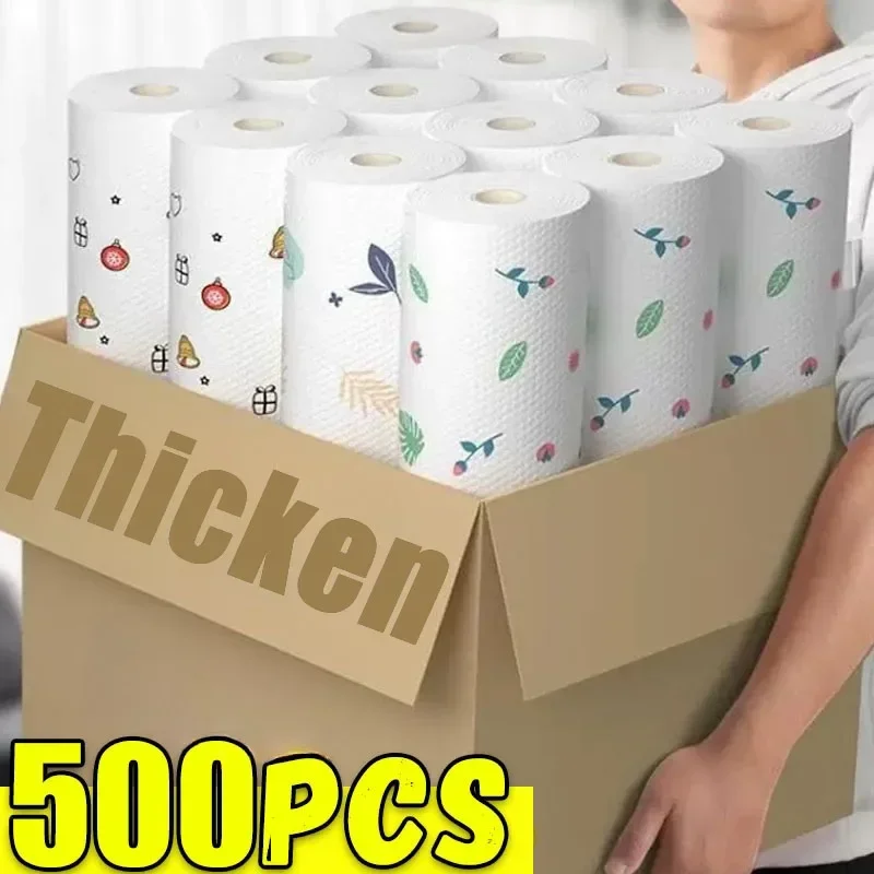 

500/50pcs Reusable Kitchen Disposable Rags Non-Woven Cleaning Cloths Washing Dishcloths Rag Cloth Towels Non-stick Scouring Pads
