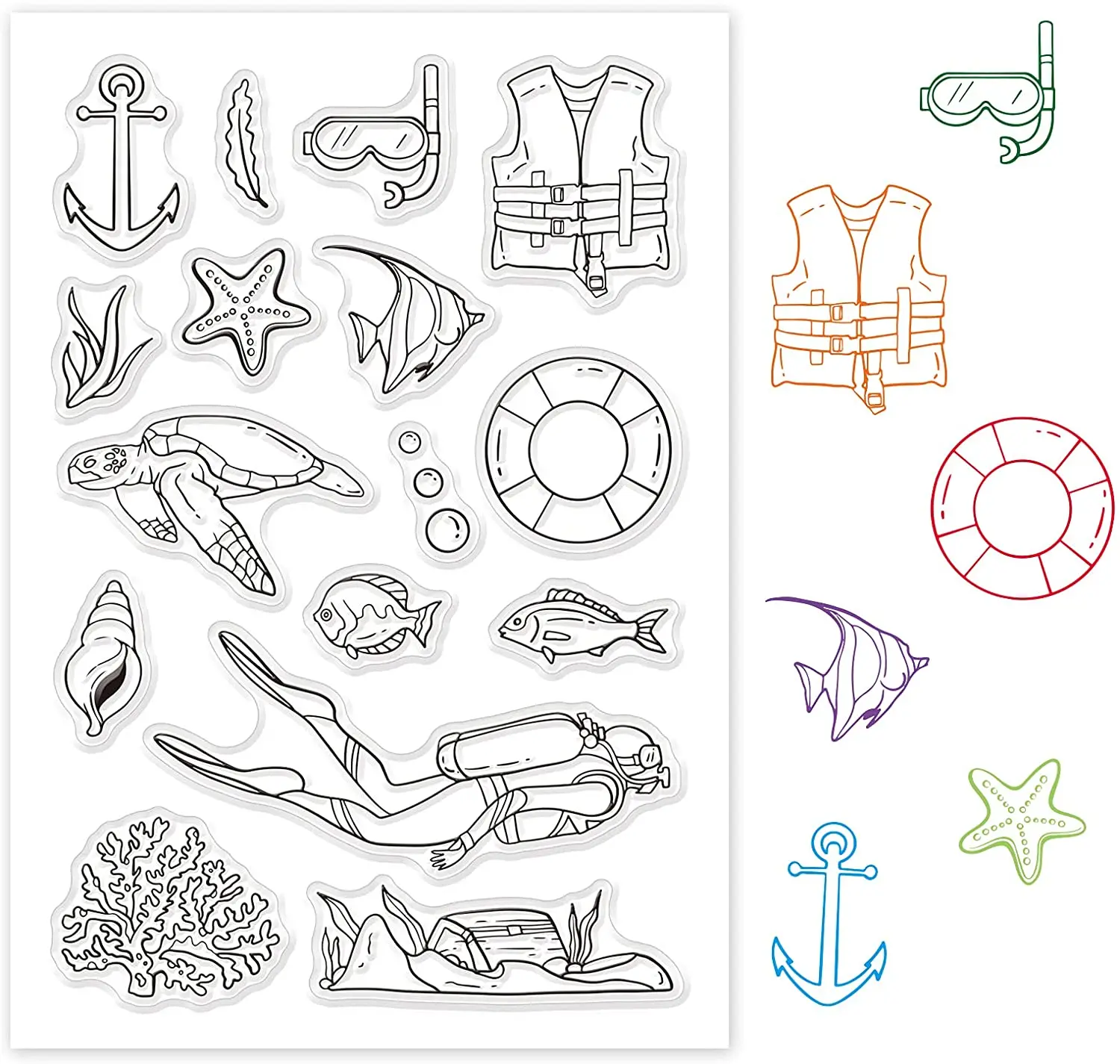 1PC Ocean World Diving Clear Stamps Silicone Stamp Transparent Stamp for Card Making Decoration and DIY Scrapbooking