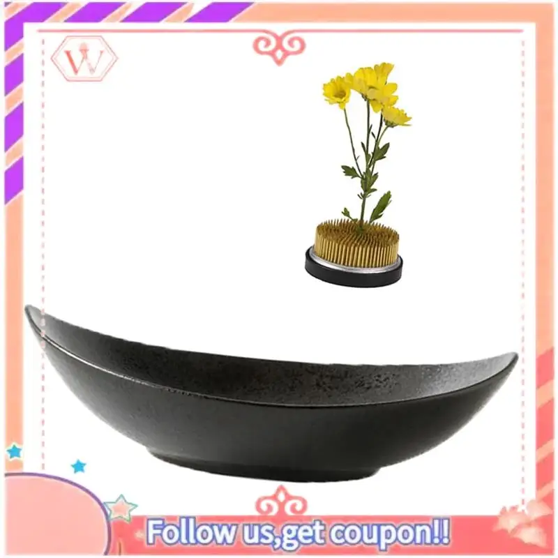 Upgraded Vase Set, 2Inch Flower Frog Kanzan With 9Inch Bowl Vase - Includes Flower Frog