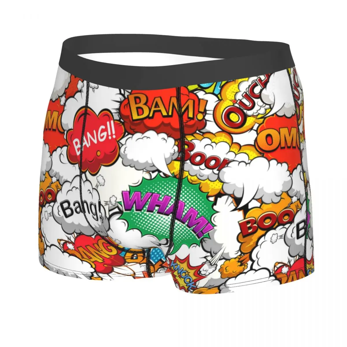 Custom Male Cool Colorful Comics Speech Bubbles Underwear Boxer Briefs Men Soft Shorts Panties Underpants