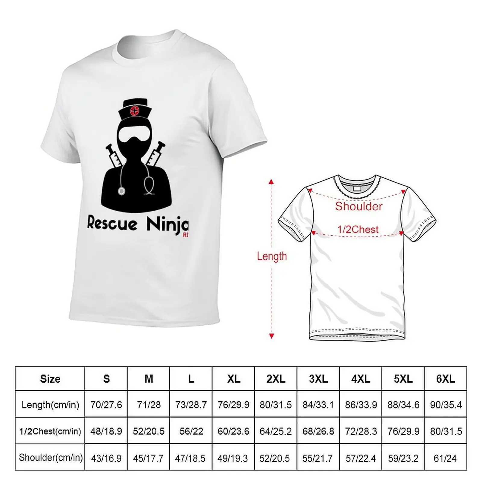 Rescue Ninja - Funny Registered Nurse T-Shirt tops funny shirt cotton T-shirts oversize Short sleeve tee men