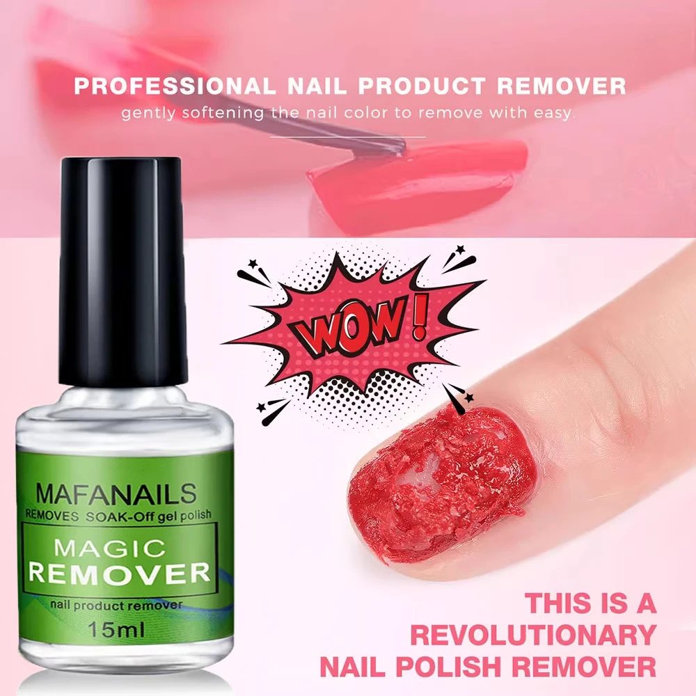 MAFANAILS 15ml Magic Fast เล็บเจล Polish Remover Soak-Off กึ่งถาวรเคลือบเงาเล็บเครื่องมือกําจัด 3 นาที Fast Remover